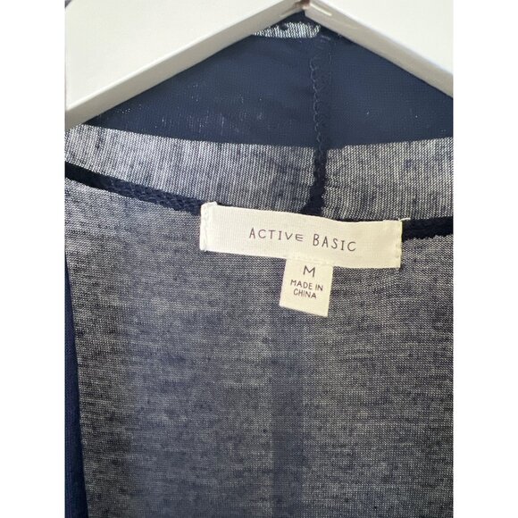 Active Basic Navy Open Front Lightweight Cardigan - Picture 3 of 5